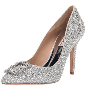 BADGLEY MISCHKA WOMEN'S CHER II PUMP, SILVER GLITTER, 7.5